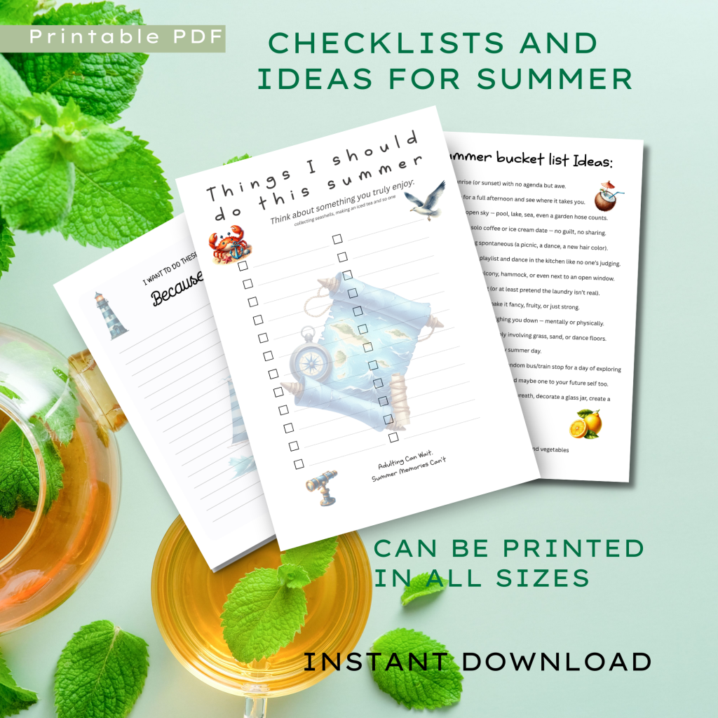 Summer Bucket List Printable for Adults |Fun & Simple Summer Activities Planner | Instant Download| Summer Goal Tracker Checklist