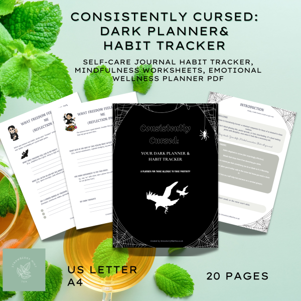 Black cover page with white letters and images of cobwebs