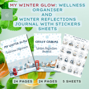 Winter Wellness & Reflection Bundle: Glow Organiser and Chilly Charm Journal - Seasonal Self-Care Kit