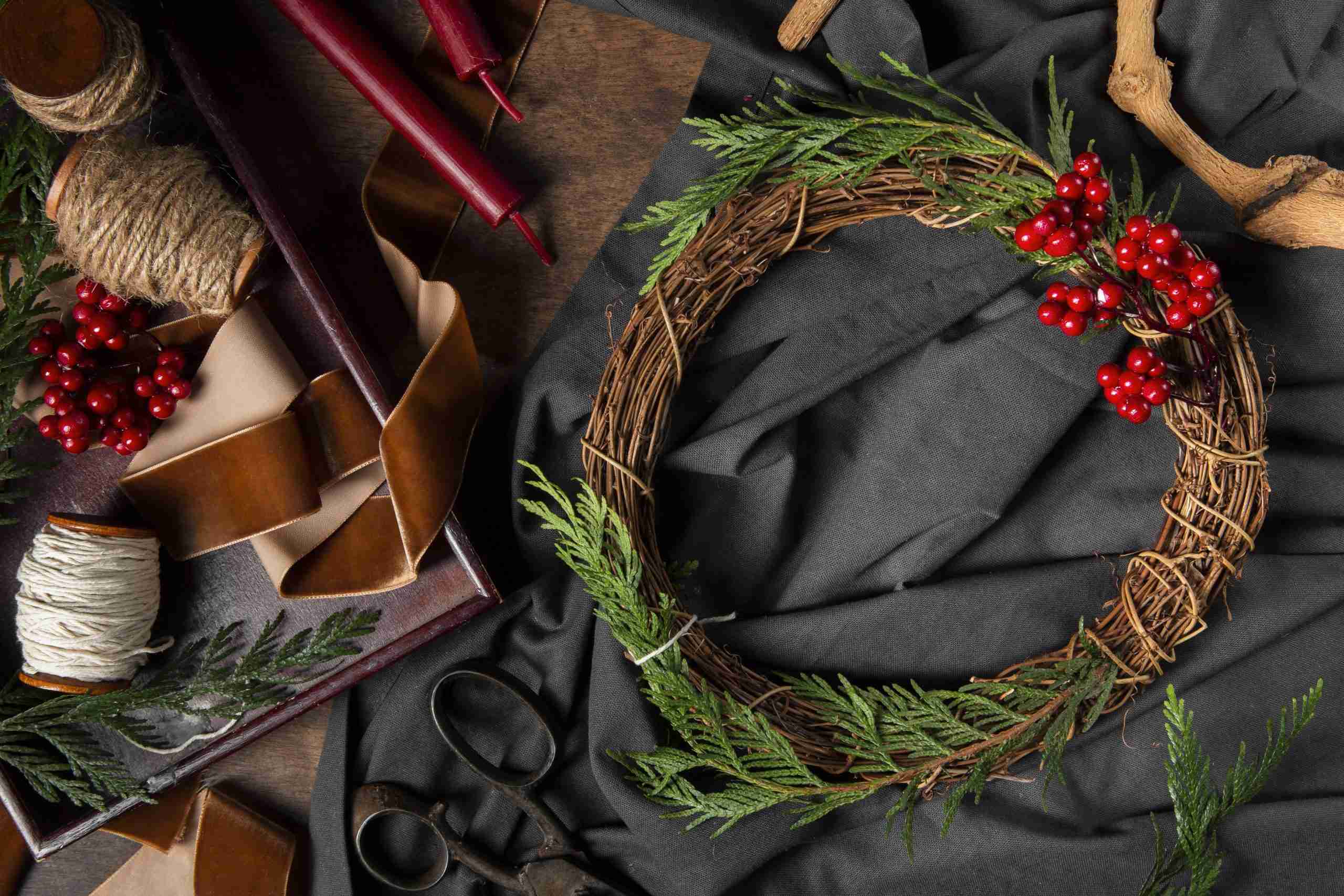 Hand-made winter wreath