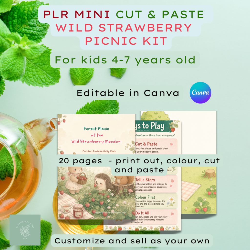 PLR Mini Cut & Paste Wild Strawberry Picnic Kit