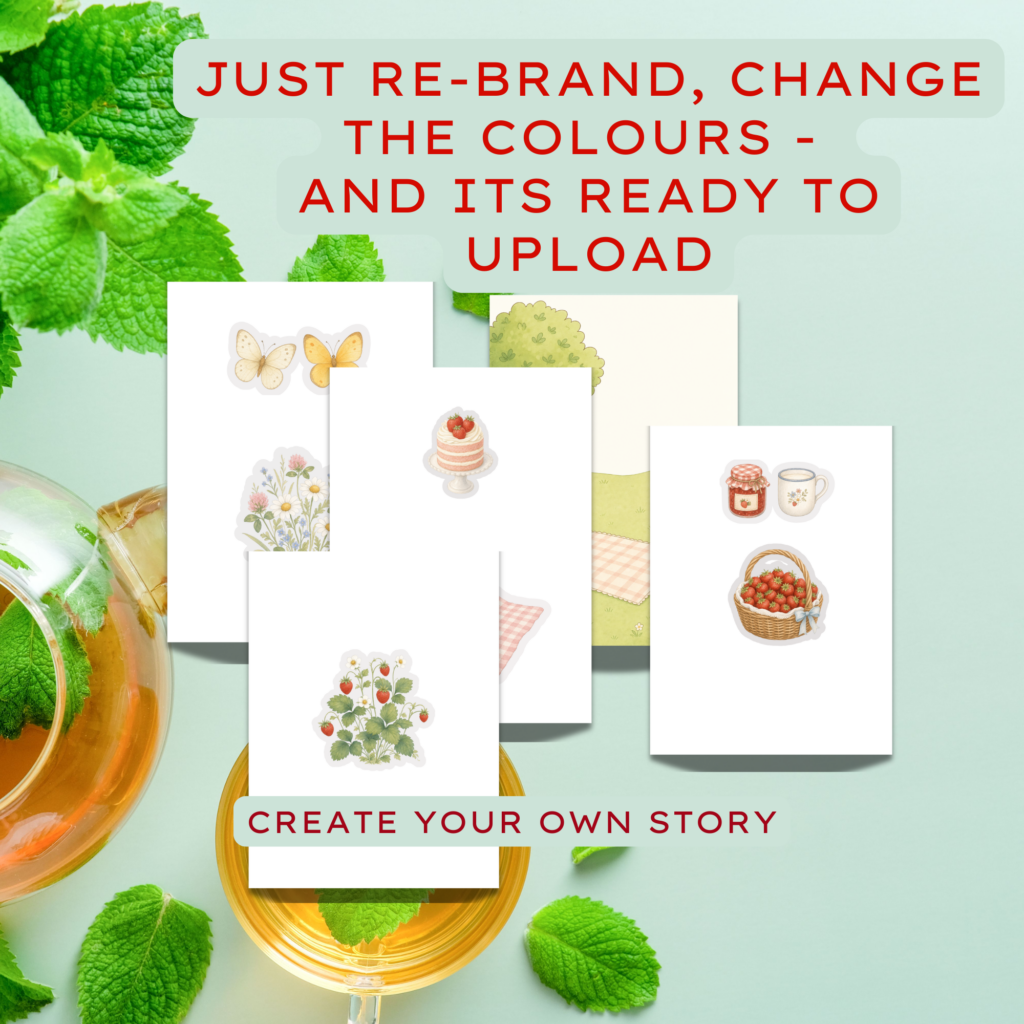 PLR Mini Cut & Paste Wild Strawberry Picnic Kit
