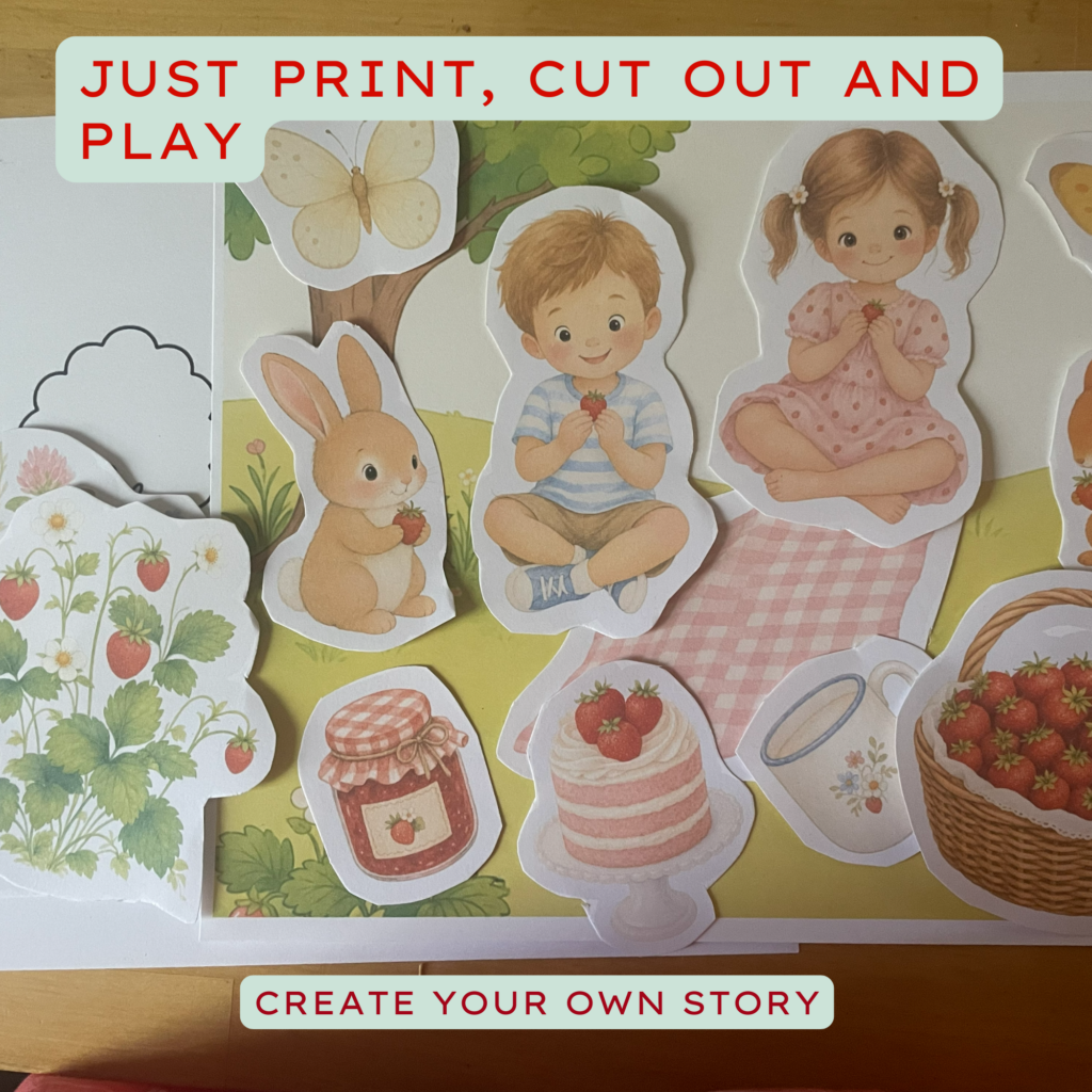 PLR Mini Cut & Paste Wild Strawberry Picnic Kit