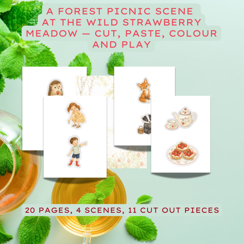 Wild Strawberry Meadow Picnic Kit — Extended Edition | PLR Kids Activity Pack | Cut & Paste Printable | Canva Editable (Copy)