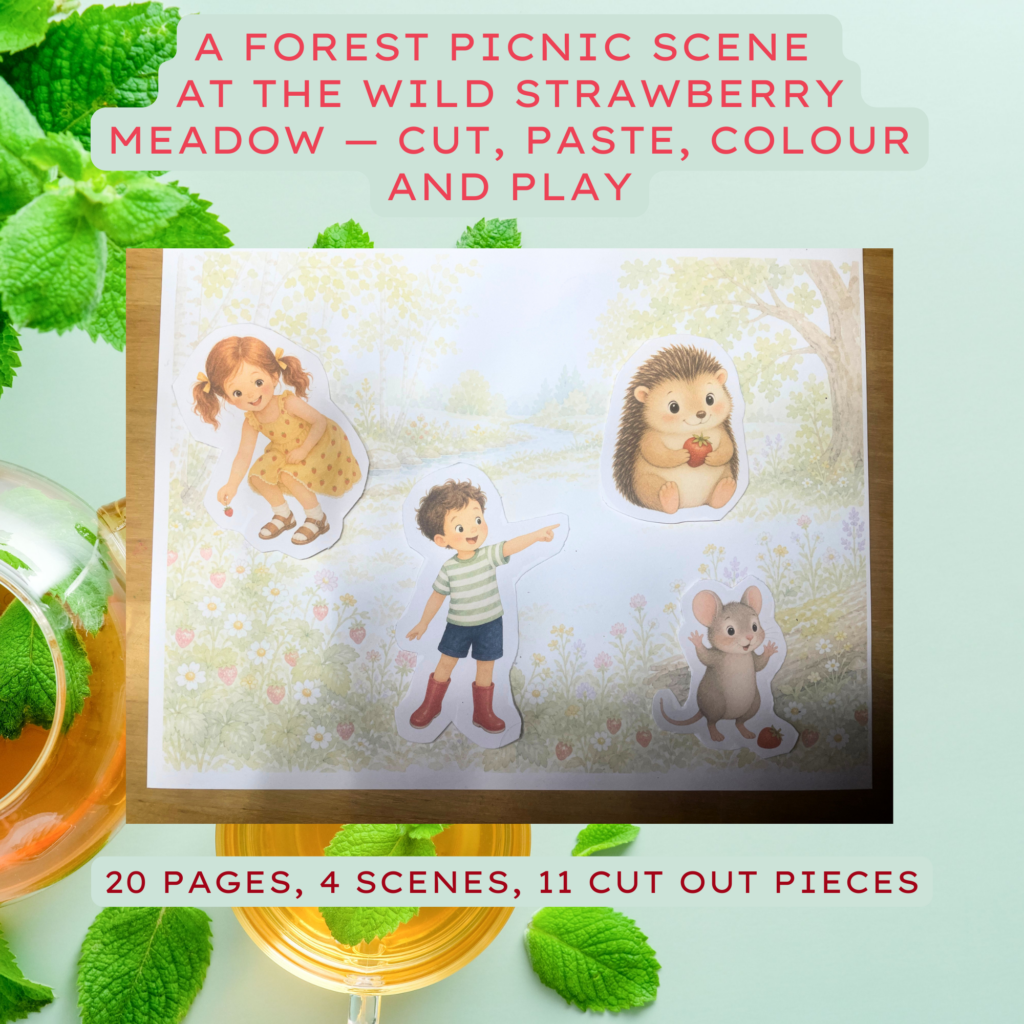 Wild Strawberry Meadow Picnic Kit — Extended Edition | PLR Kids Activity Pack | Cut & Paste Printable | Canva Editable (Copy)